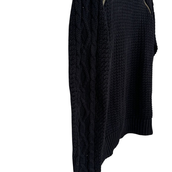 Michael Kors Navy Blue Knit Gold Zip Detail Long Sleeve Sweater Women's - Picture 4 of 5